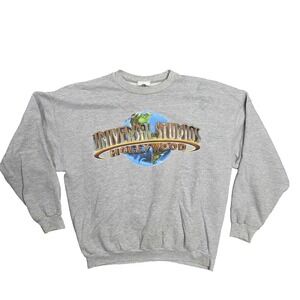 Universal Studios Hollywood Sweatshirt Mens XL Gray Crewneck Pullover Logo Globe